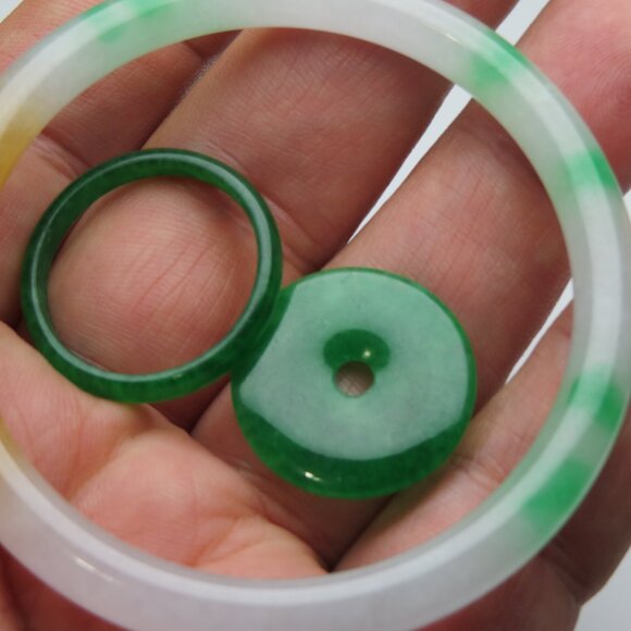 "Natural Jade bangle + REE Jade Ring & Jade Donut 55mm " - Picture 3 of 3